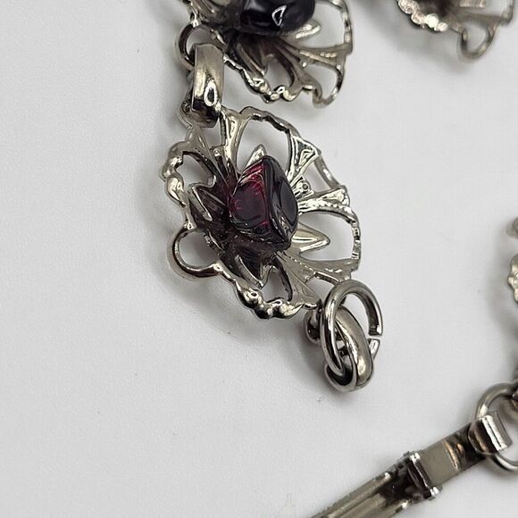 Raw Garnet And Stelring Silver Western Style Bracelet 7.5in - Picture 3 of 7